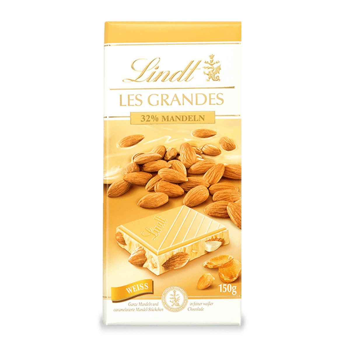 LINDT Schokolade, Lindt Les Grandes 32 Prozent Mandeln in weisser Schokolade 150g