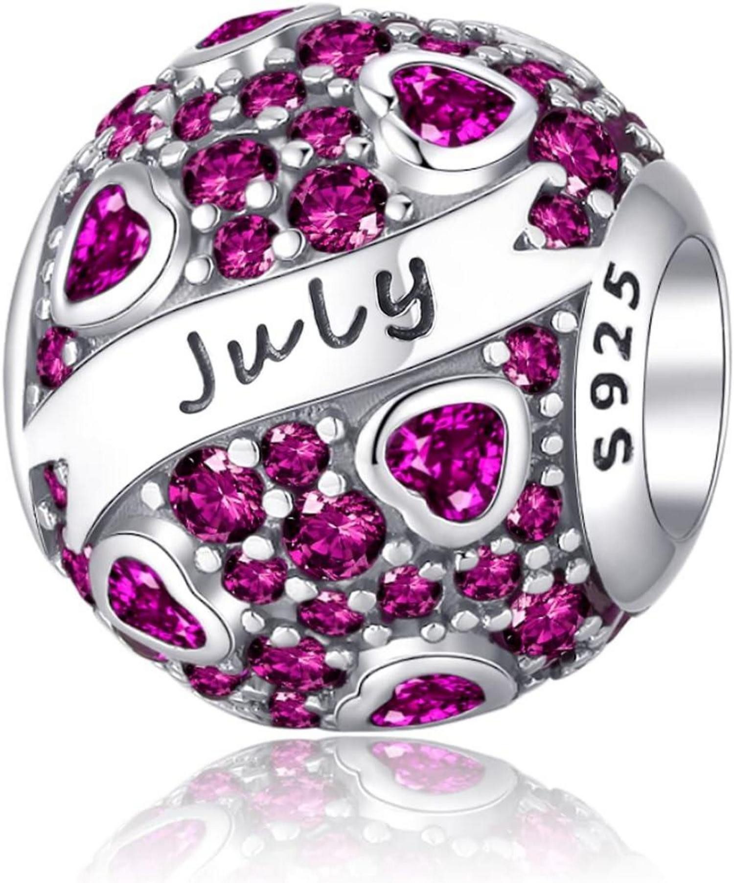 LuxusKollektion Kette und Anhänger Set Damen Geburtsstein Charms Anhänger 925 Sterling Silber Birthstone Bead