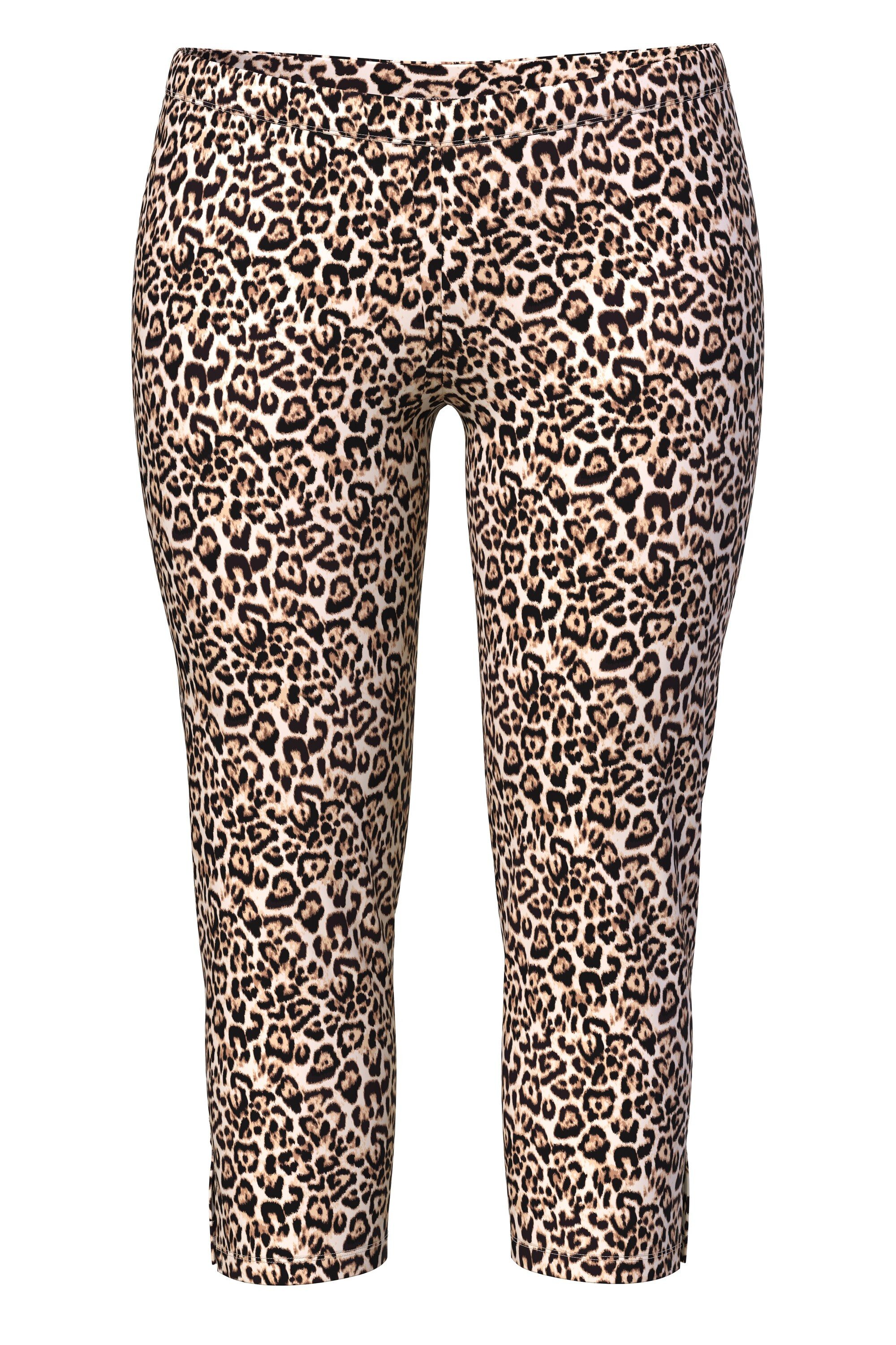 Ulla Popken Funktionshose Capri Leomuster schmales günstig online kaufen