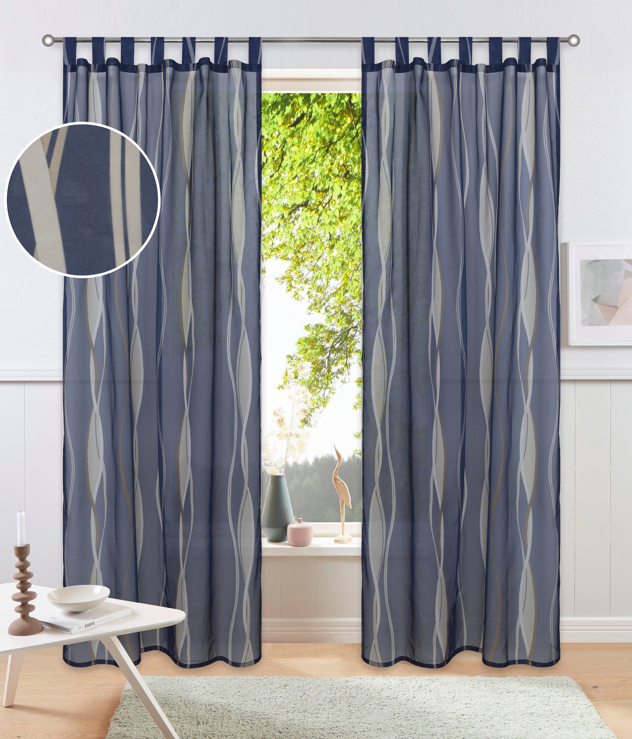 OTTO home Gardine Dimona (2 St), Schlaufen, transparent, Voile, 2er-Set, Voile, Polyester, Wellen