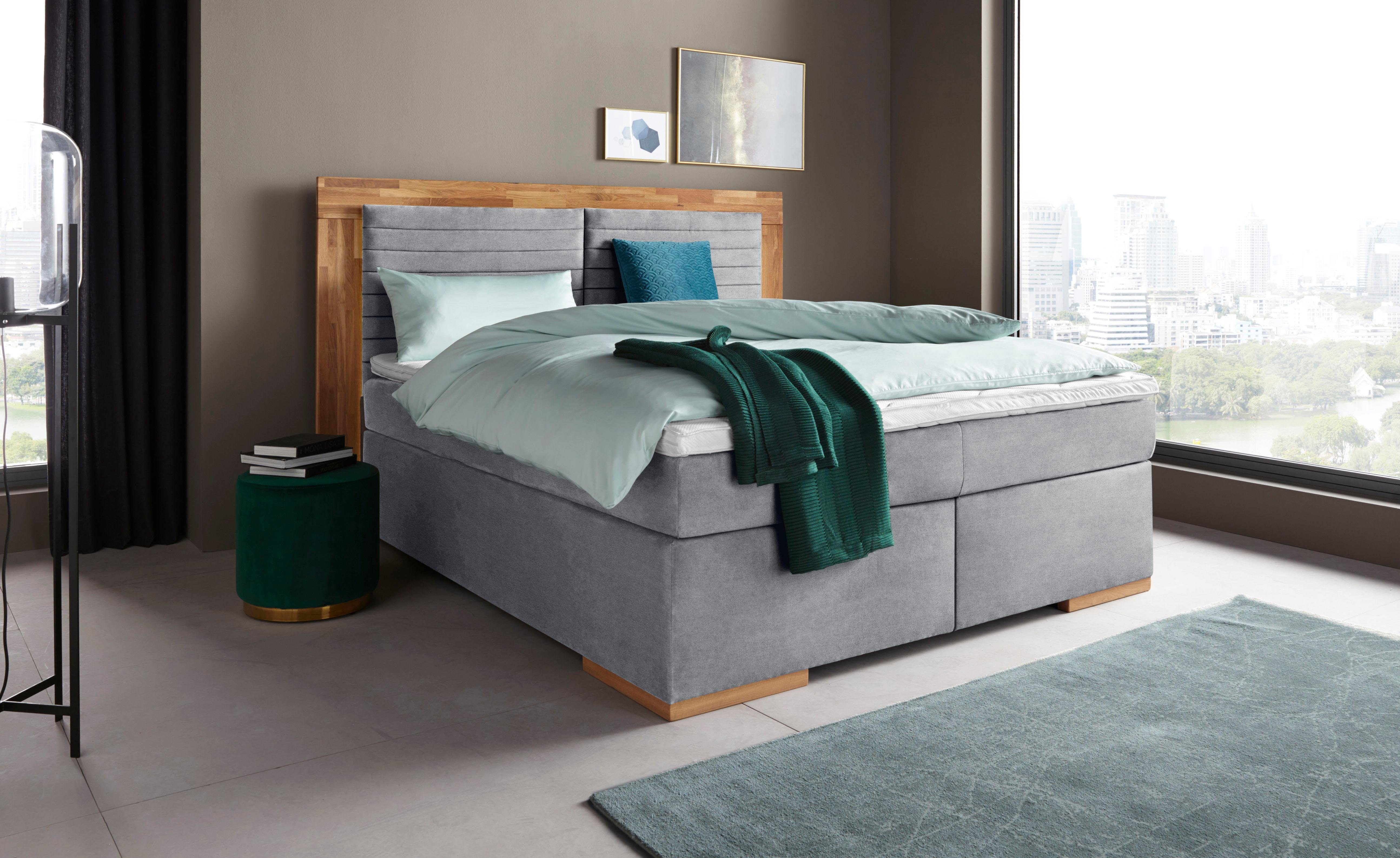 Places of Style Boxspringbett »Cup«mit Massivholzrahmen und LED-Beleuchtung - Places of Style