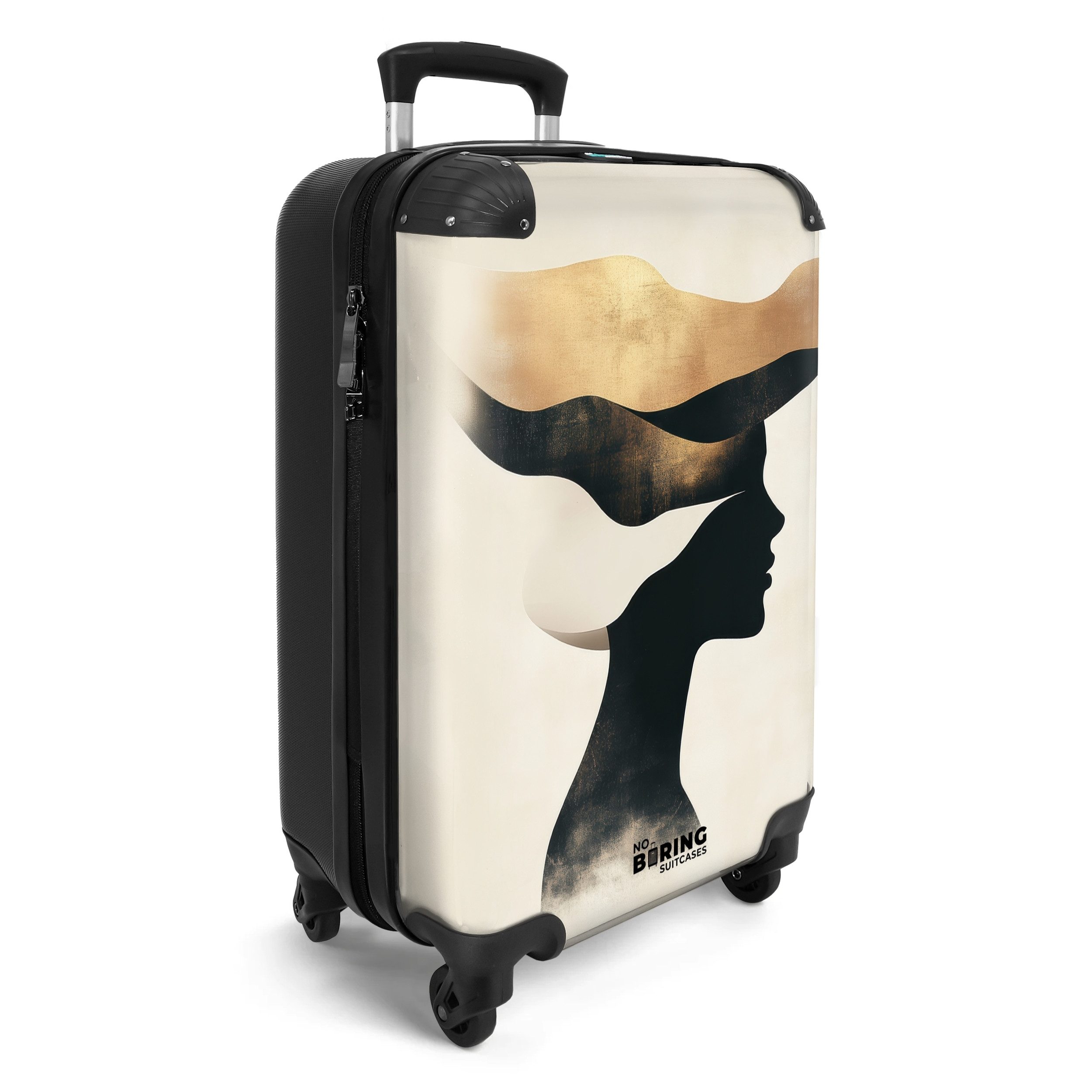 NoBoringSuitcases.com© Hartschalen-Trolley Stilisiertes Profil mit goldenen günstig online kaufen