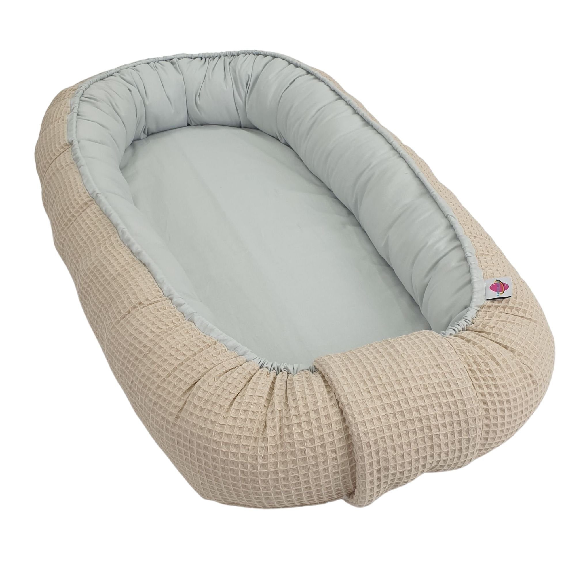 Babymajawelt Kuschelnest Babynest Waffelstoff mitwachsend – Unifarben & gemütlich, (Set, 1-tlg., 1x Babynestchen verstellbar, inkl. Tragetasche), Made In EU, für den Schlaf zwischendurch, Bettverkleinerung