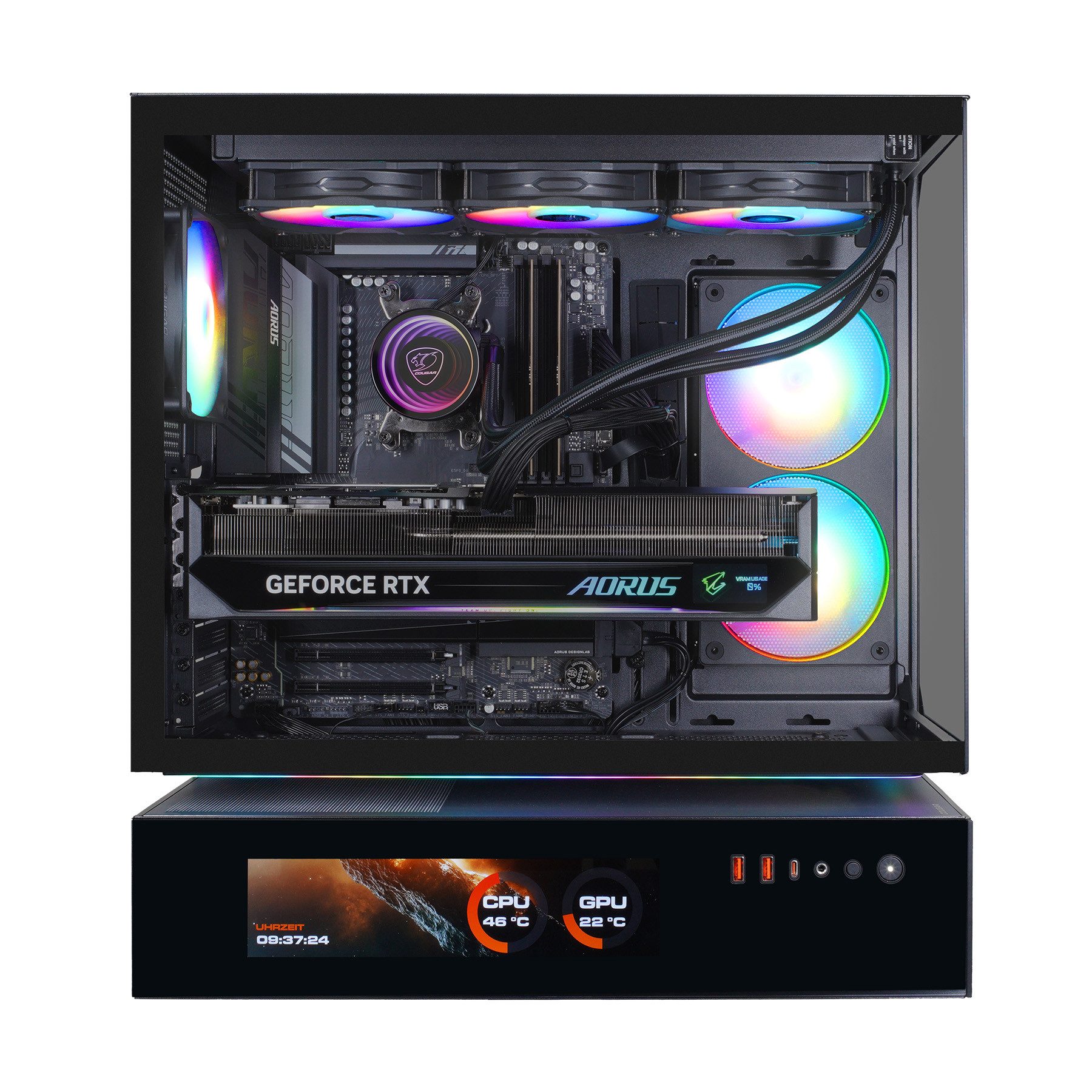 Cougar CFV235 Vision BK 8079 AMD Ryzen 9 9950X3D 32GB DDR5 2TB SSD RTX 5090 Gaming-PC (AMD Ryzen 9 9950X3D, RTX 5090, 32 GB RAM, 2000 GB SSD, Wasserkühlung, Windows 11, DDR5 RAM, Wasserkühlung)