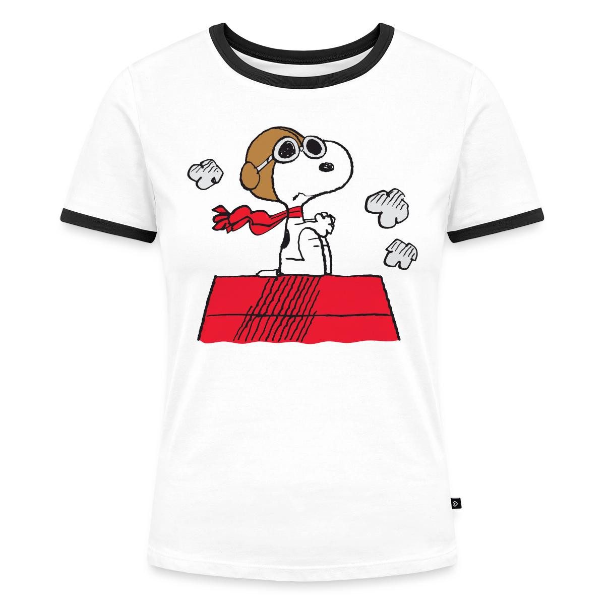 Spreadshirt T-Shirt Peanuts Snoopy Pilot Fliegen Frauen Kontrast T-Shirt (1-tlg)