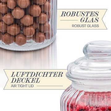 Praknu Vorratsglas 4 Bonbonglas mit Deckel 1,2L Groß, Glas, (Set, 4-tlg), Luftdicht - Candy Bar Gläser mit Etiketten