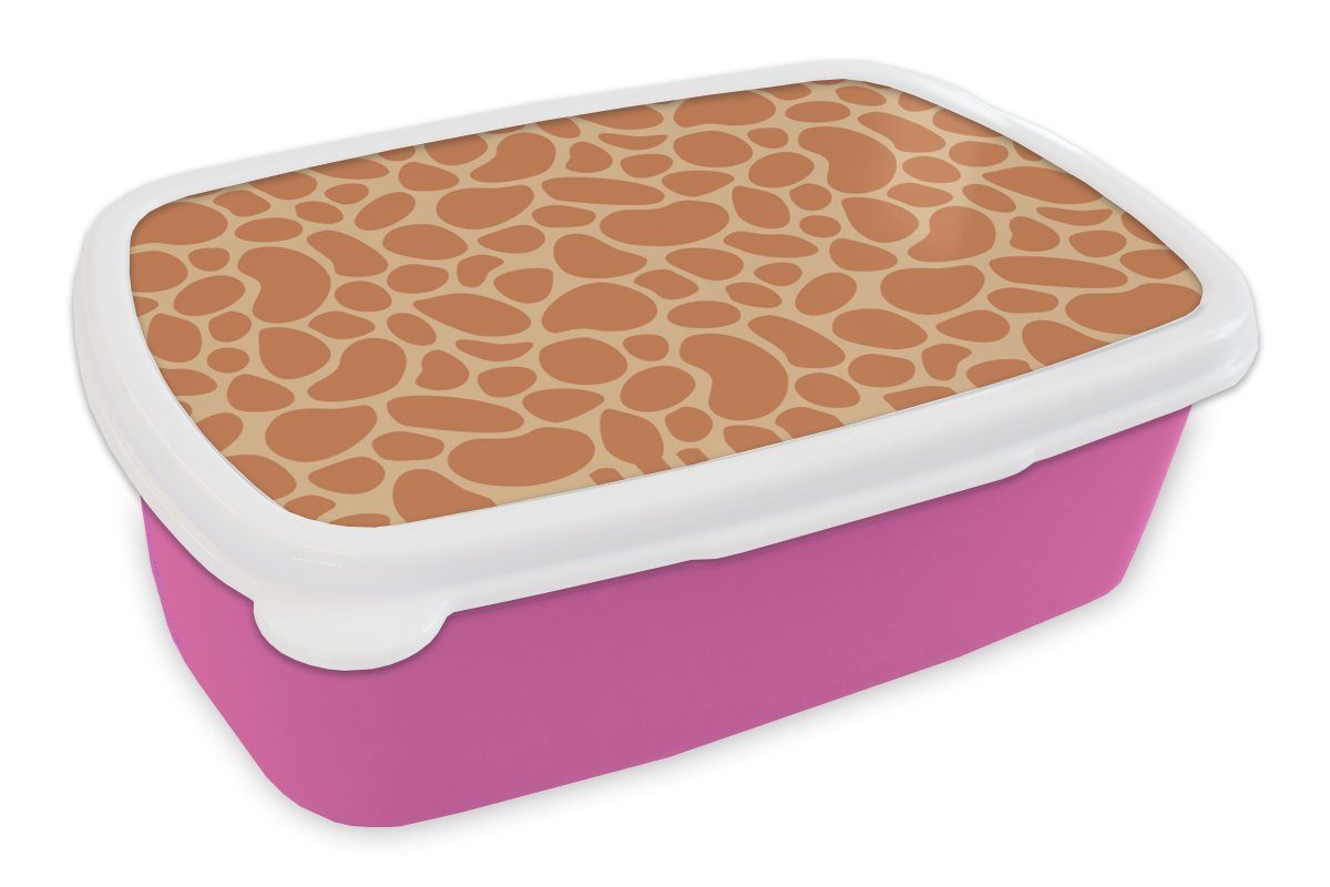Brotdose Giraffe - Kunststoff Snackbox, Lunchbox Erwachsene, rosa für MuchoWow Afrika Kinder, Brotbox Mädchen, Kunststoff, (2-tlg), Gestaltung, -