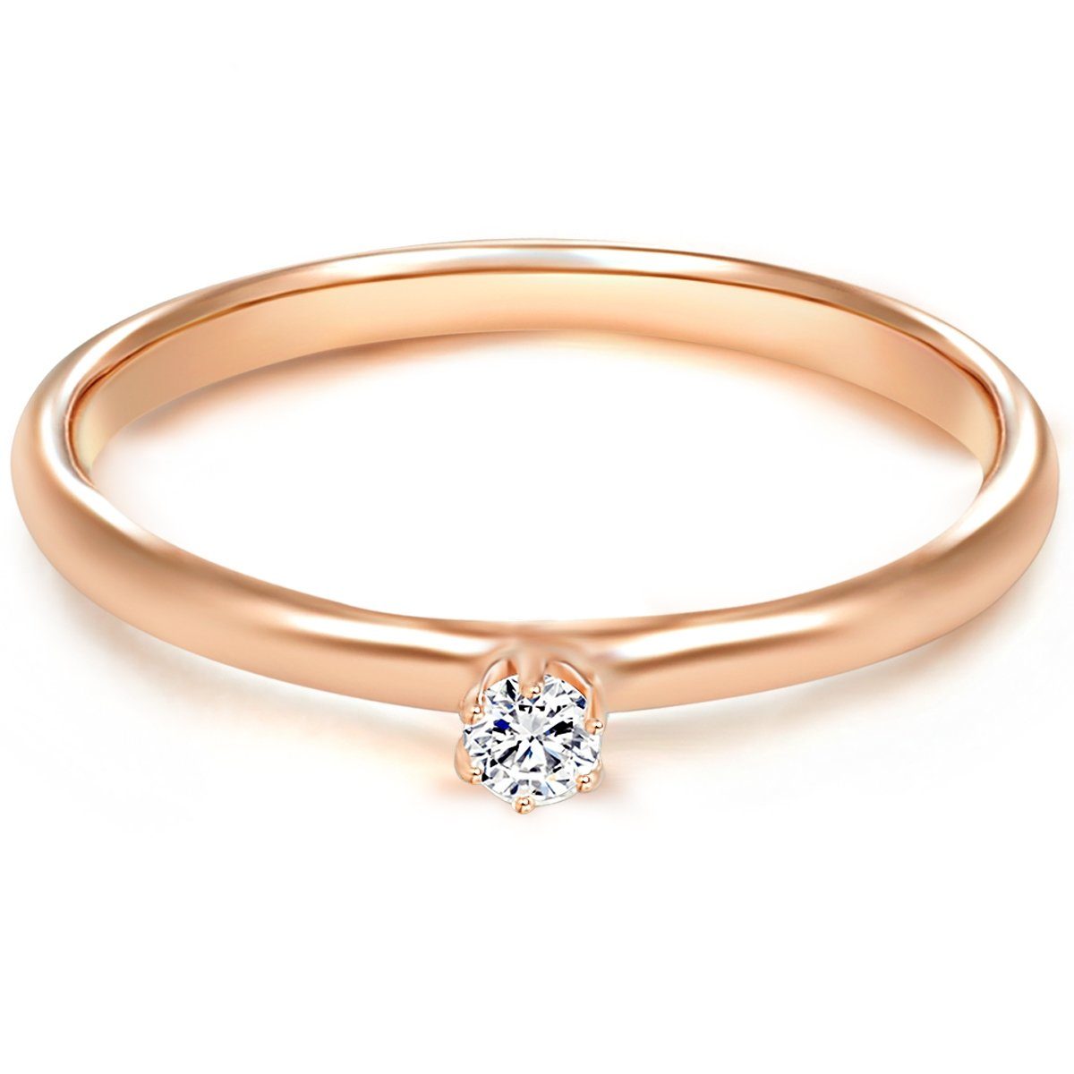 Trilani Silberring roségold, mit Zirkonia im Brillant-Look