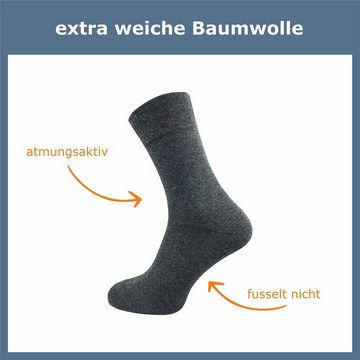 GAWILO Socken für Damen & Herren - Premium Komfortbund ohne drückende Naht (6 Paar) schwarz, grau & blau - aus hochwertiger, doppelt gekämmter Baumwolle