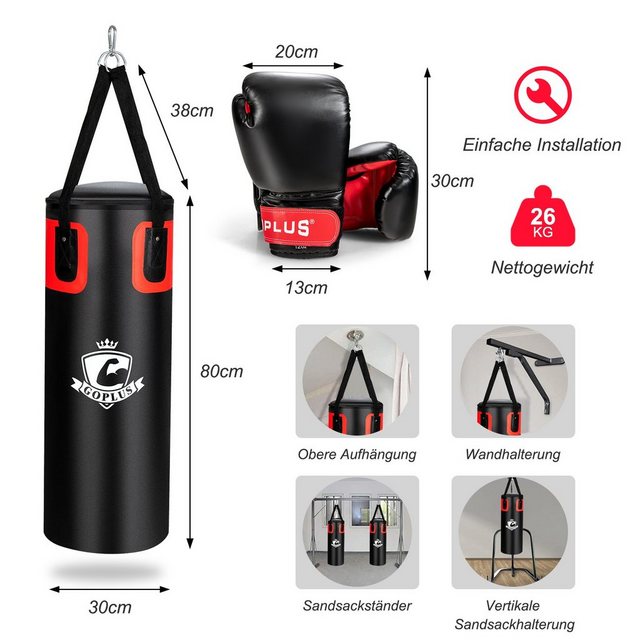 COSTWAY Boxsack »Boxhandschuhen, Set«, 25,5 kg, mit 12 oz Boxhandschuhen & Handschlaufen COSTWAY Boxsack »Boxhandschuhen, Set«, 25,5 kg, mit 12 oz Boxhandschuhen & Handschlaufen