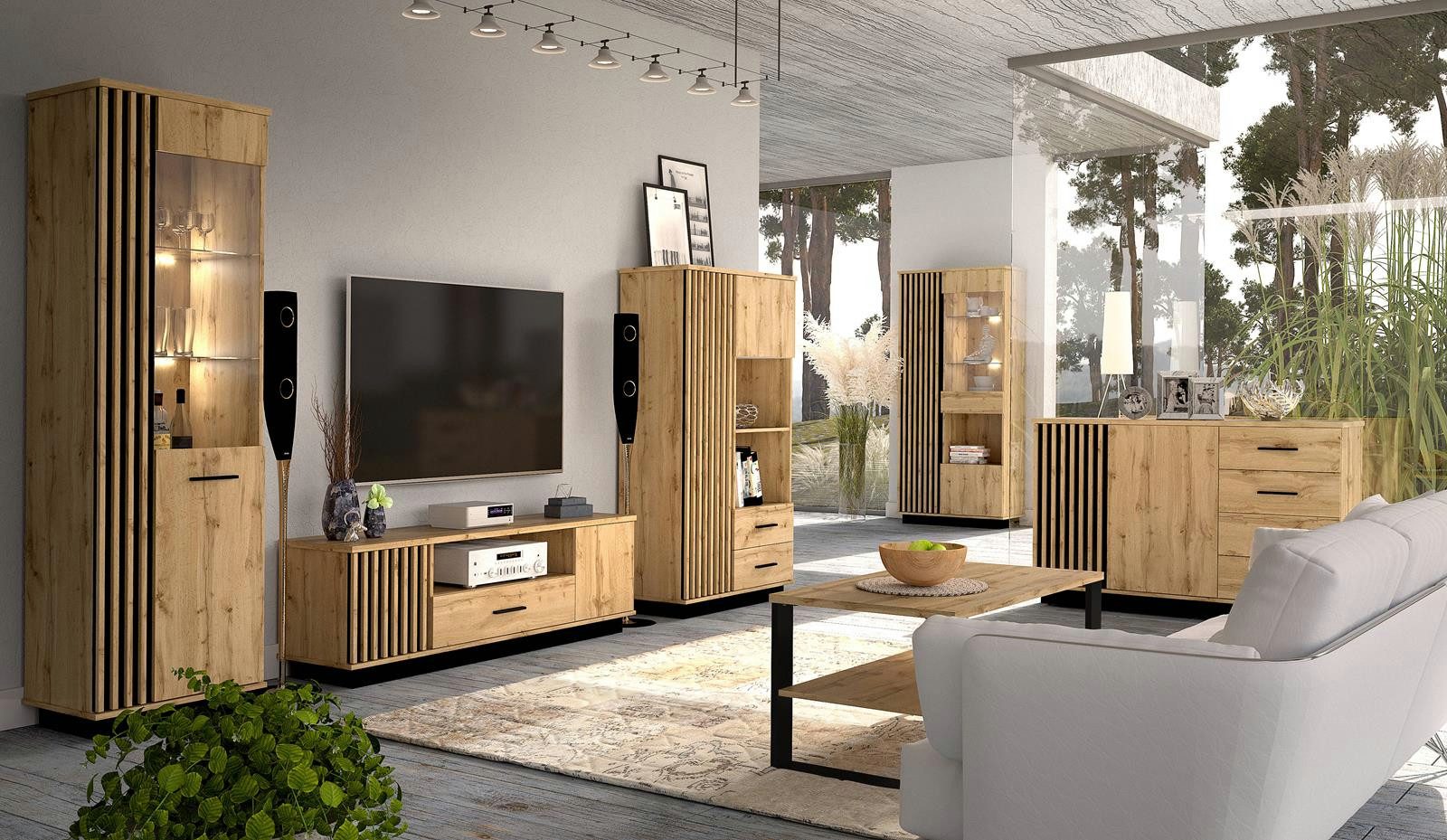 Compleo Standvitrine Fronten gefräst, Modern design günstig online kaufen
