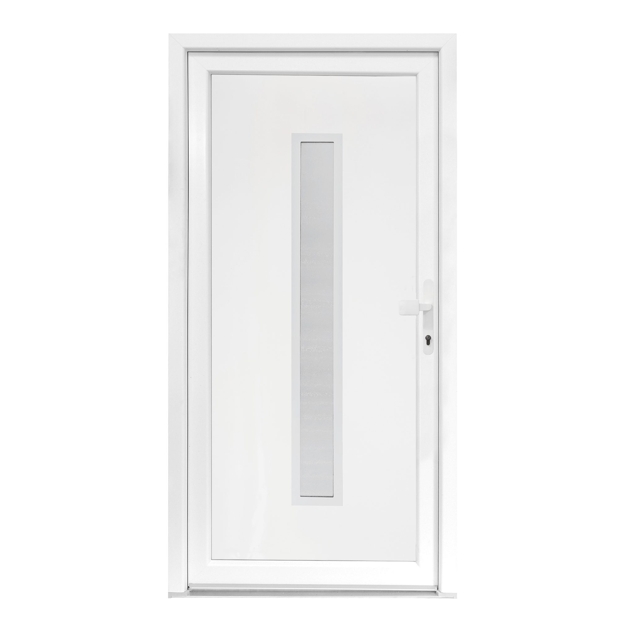 SN Deco Haustür Serena mit Edelstahlstoßgriff/Türknopf, 980x2000 mm, Thermisch getrennte Alu-Bodenschwelle sowie Wetterschenkel