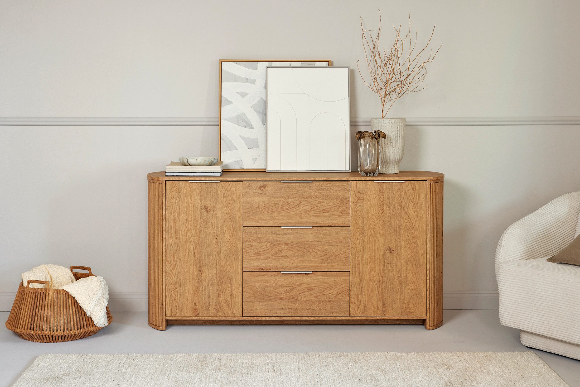 Jahnke TV-Board MOON TV 175 (1 St), Sideboard, 2 Türen & 3 Schubladen, abgerundet, Breite ca. 160 cm
