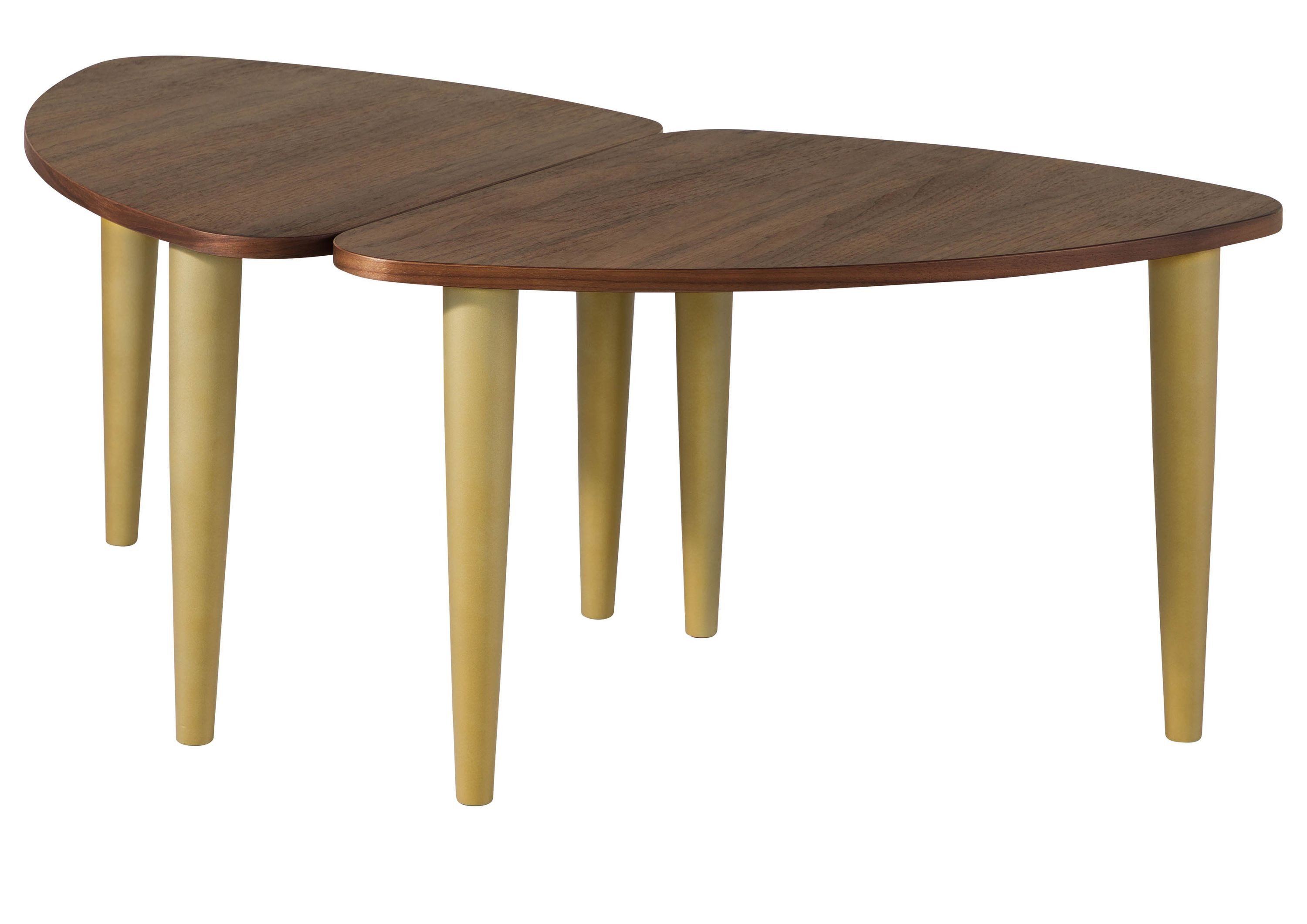 Massivmoebel24 Couchtisch BUTTERFLY (Massivholz, Massivholztisch), Nussbaum-Echtholzfurnier 120x70x45 braun lackiert BUTTERFLY #115