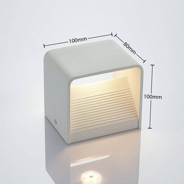 Lindby LED Wandleuchte Lonisa, LED-Leuchtmittel fest verbaut, warmweiß, Modern, Metall, weiß, 1 flammig, inkl. Leuchtmittel, Wandstrahler