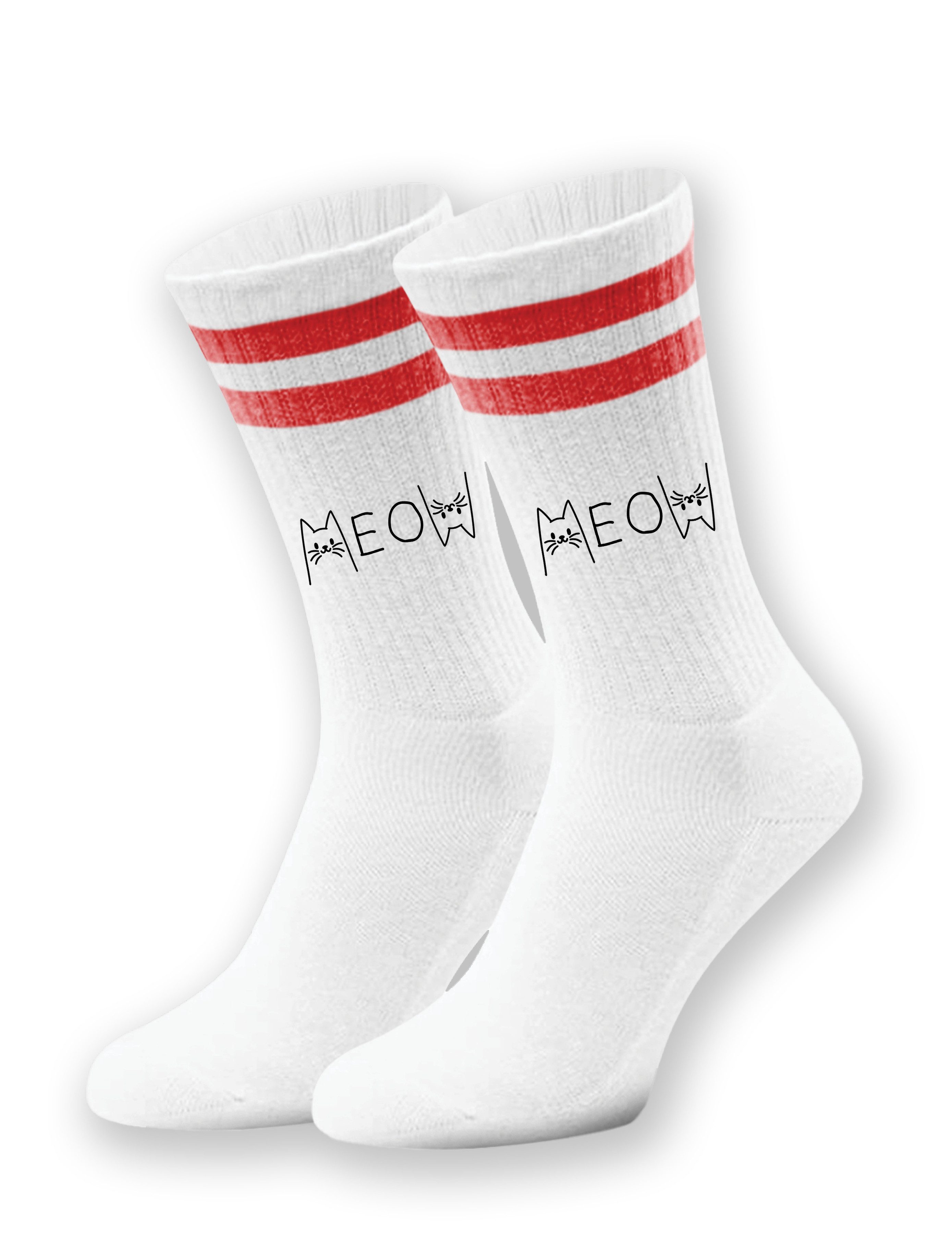 Youth Designz Tennissocken Unisex Socken "Meow Katze" Aufdruck lustig Geschenk Statement mit verstärkter Verse und Zehenbereich