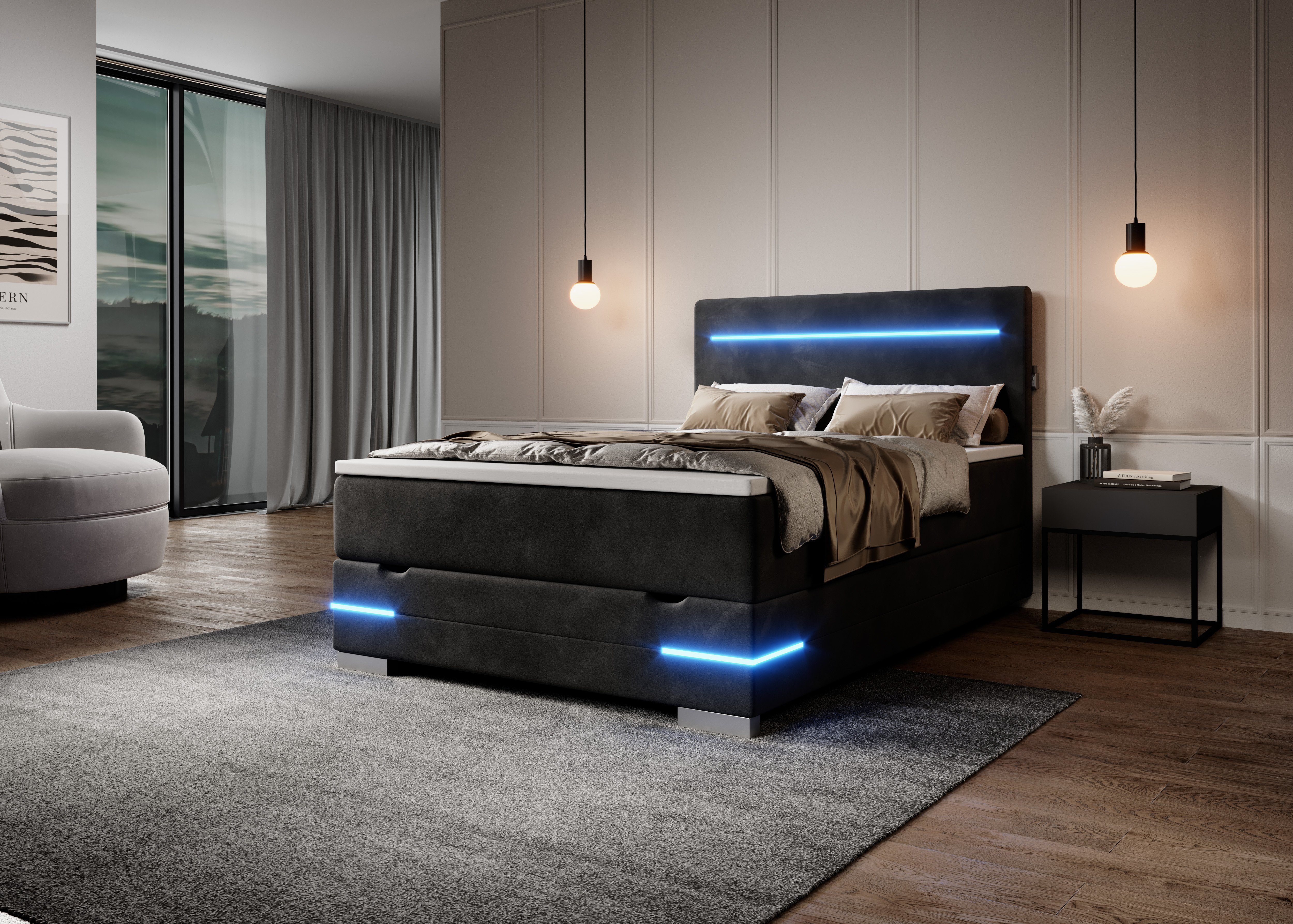 wonello Boxspringbett New York (Samtstoff), inkl. günstig online kaufen