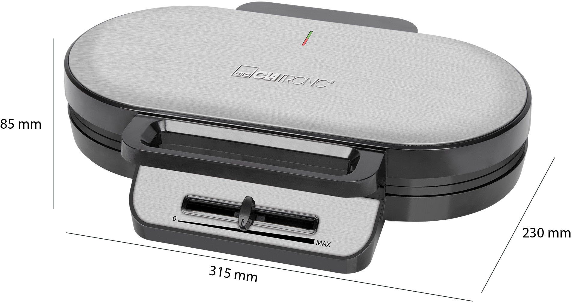 CLATRONIC Waffeleisen WA 3745, 1200 W | Herzwaffeleisen