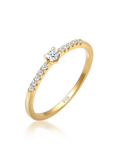 Elli DIAMONDS Verlobungsring »Geo Microsetting Diamant (0.11 ct) 585 Gelbgold«