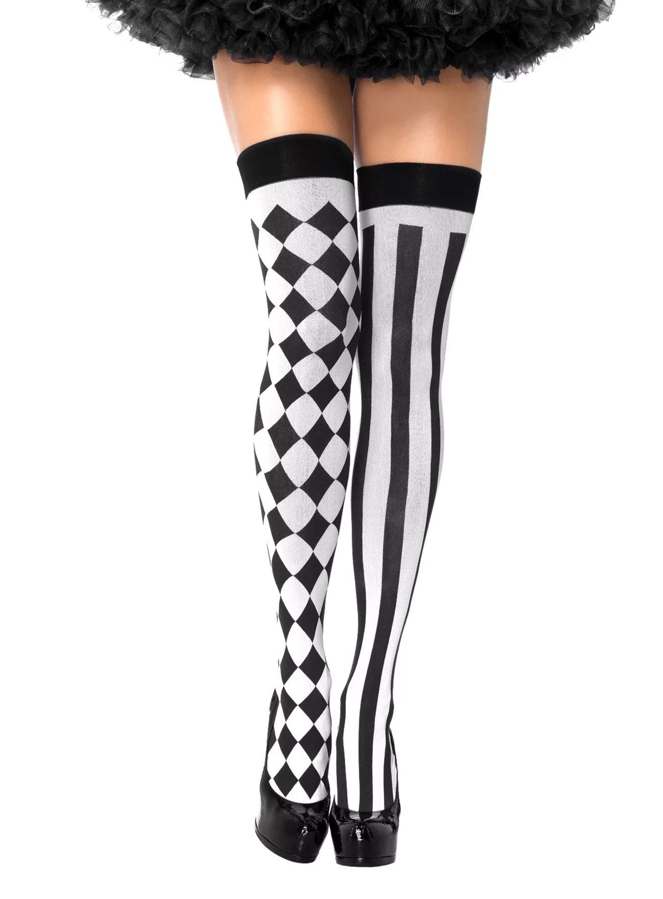 Leg Avenue Overknees Pantomime Kostüm Strümpfe Damen Karneval Fasching Verspieltes Accessoire für Euer Pantomime und Harlekin Kostüm