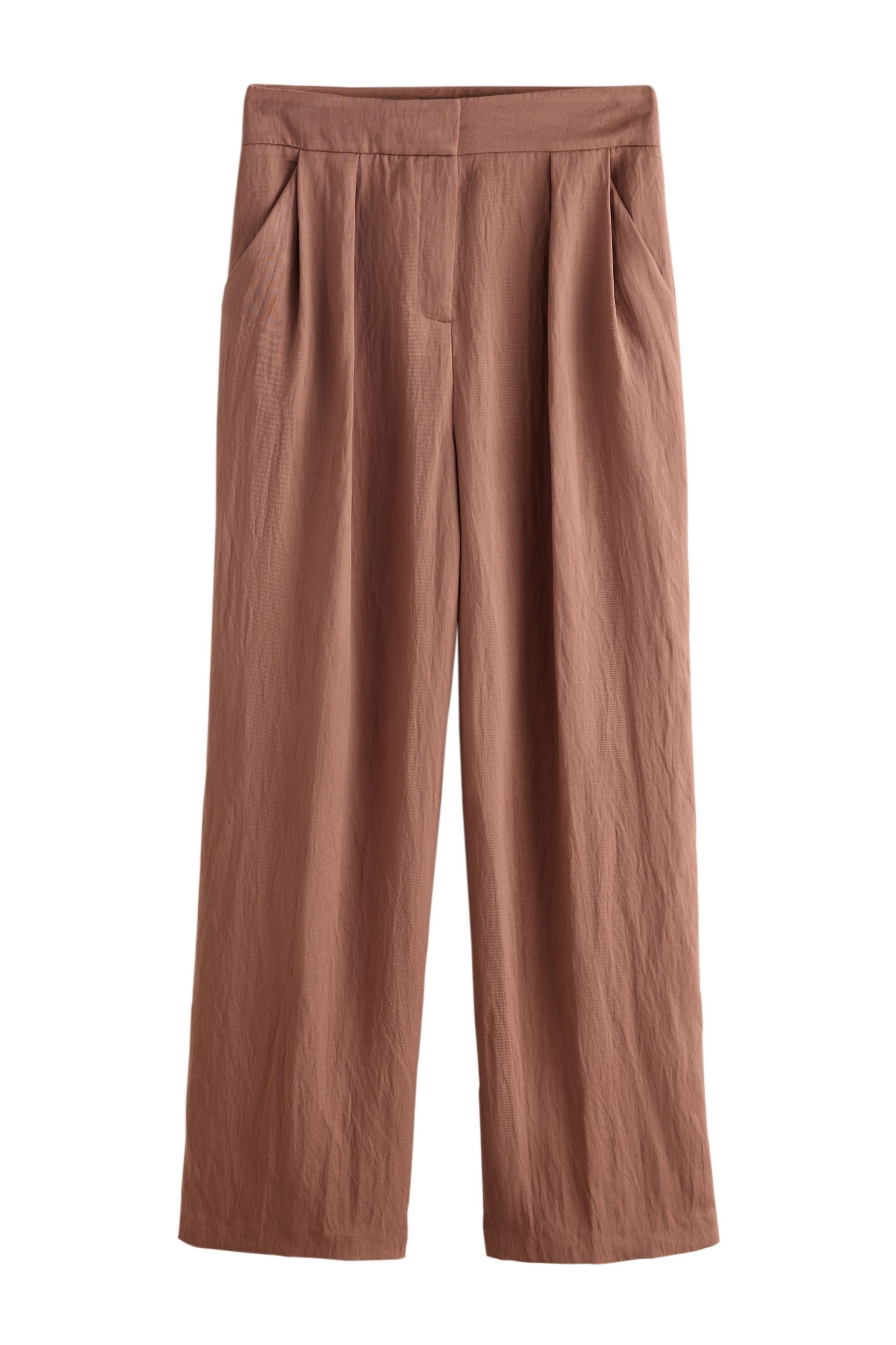 Next Palazzohose Relaxed Fit Hose mit weitem Bein im Knitterlook (1-tlg)