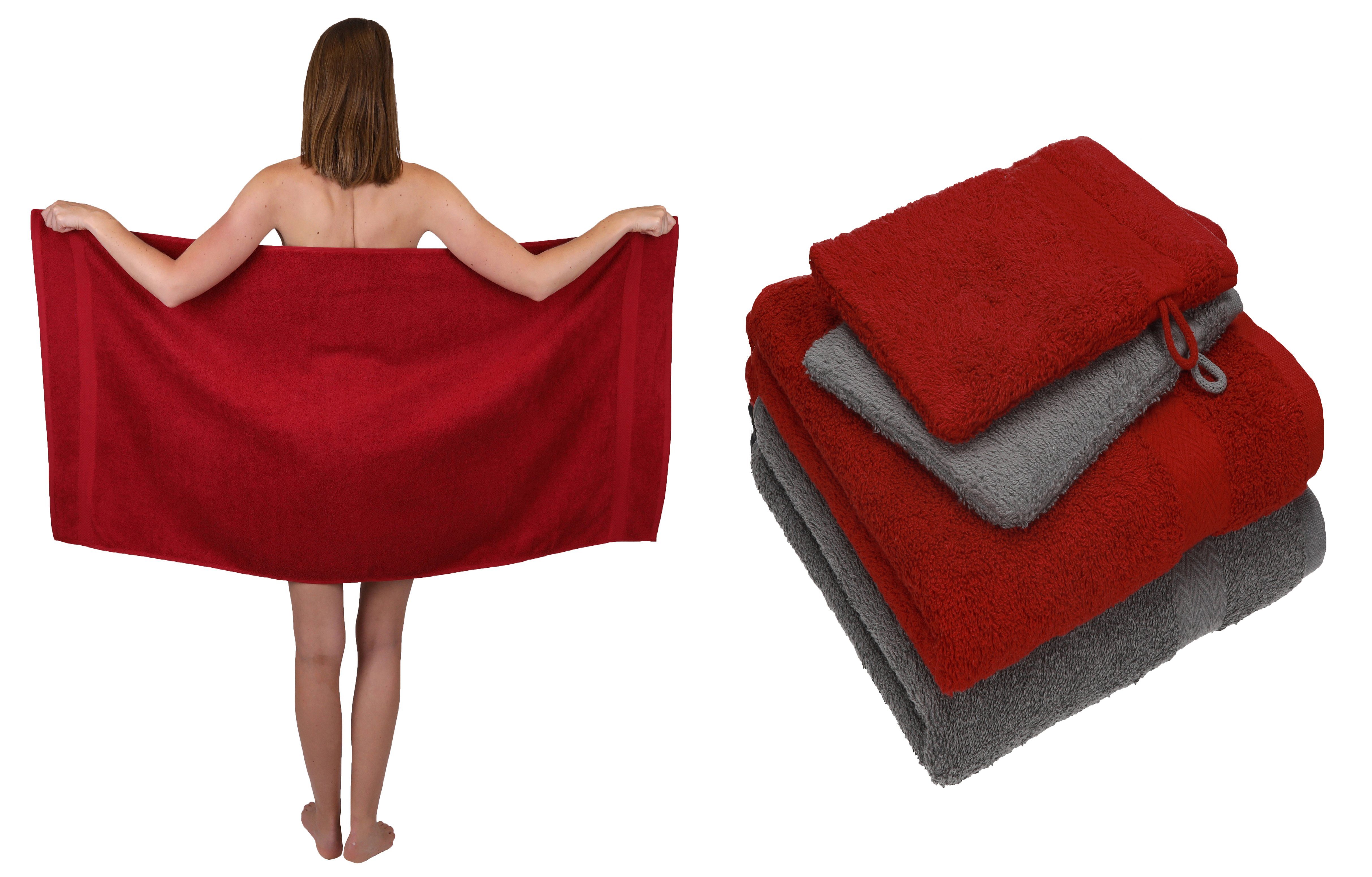 Betz Handtuch Set Betz 5 TLG. Handtuch Set Single Pack 100% Baumwolle 1 Duschtuch 2 Handtücher 2 Waschhandschuhe, Baumwolle, (5-tlg) dunkelrot