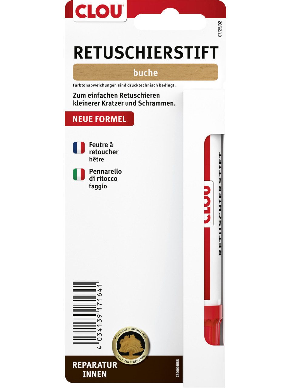 CLOU Holzschutzlasur Clou Retuschierstift für Holz buche - 1 Stück