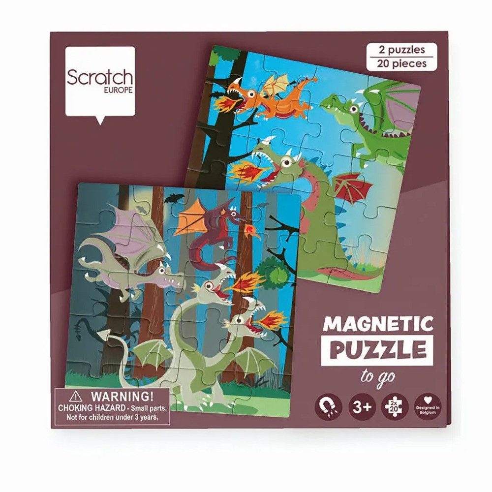 SCRATCH Puzzle Reise-Magnetpuzzle Drachen 20 Teile, 20 Puzzleteile
