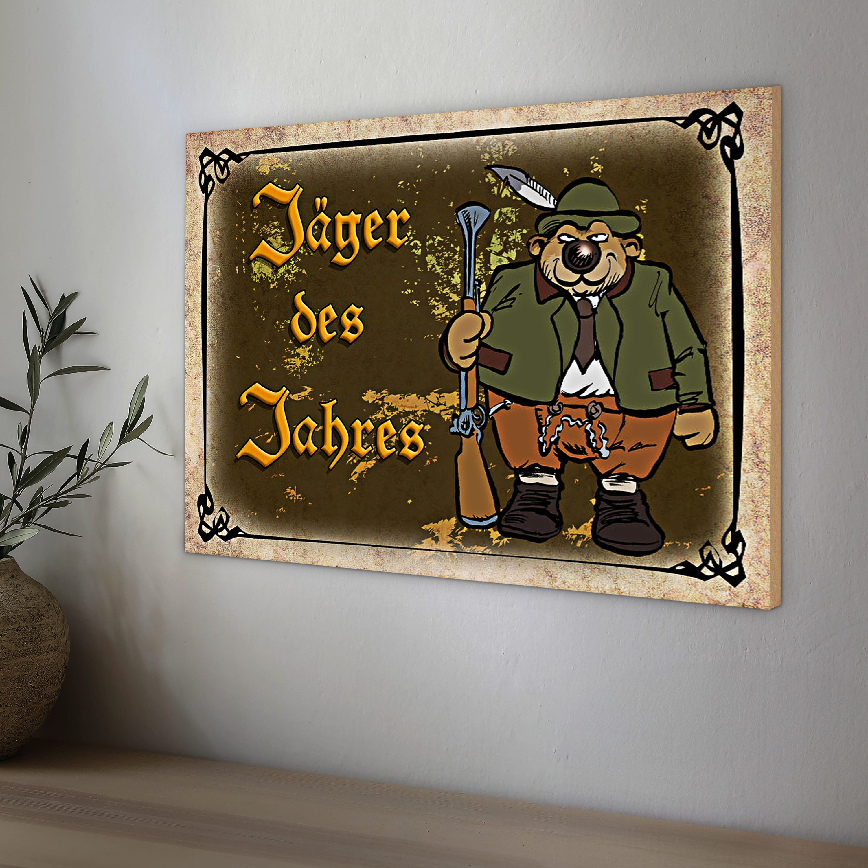 Roomando Holzbild Jagd 40x30cm Jäger des Jahres Abenteuer