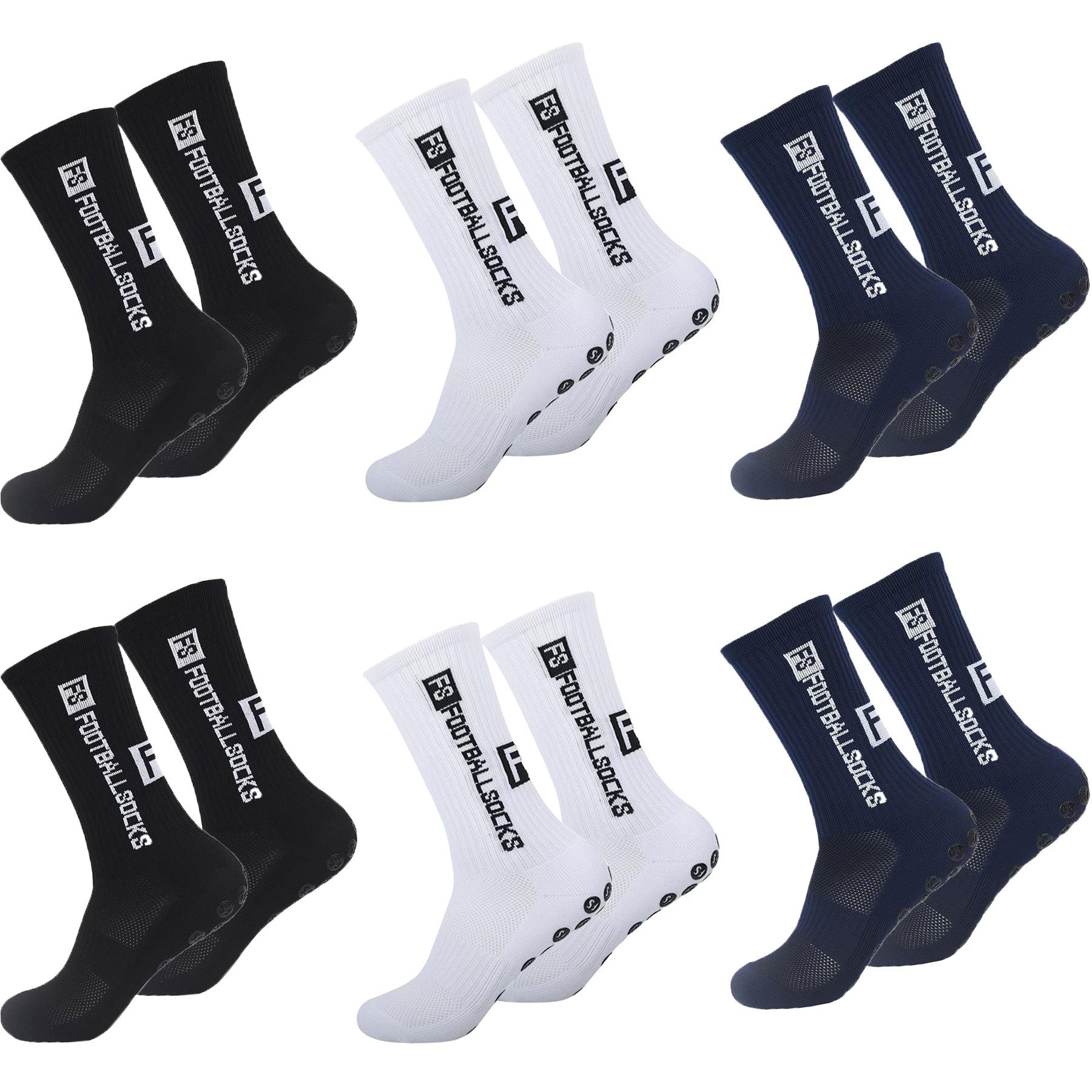 Mutig Sportsocken 6 Paare Fußball Socken, 39-46 Fußballsocken Anti Rutsch Grip Fußball (Socken Sportsocken für Herren Damen Fussball Basketball Laufen, Sportsocken Fußball Anti Rutsch Grip Fußball Socken) für Wanderungen,Radtouren,Ballspiele,Laufen,Workou
