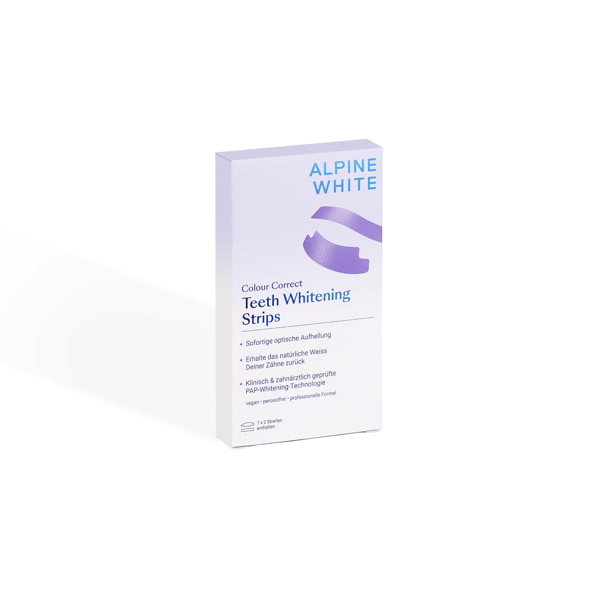 ALPINE WHITE Zahnbleaching-Kit Purple Whitening Strips Colour Correct, mit Dual-Action Technologie