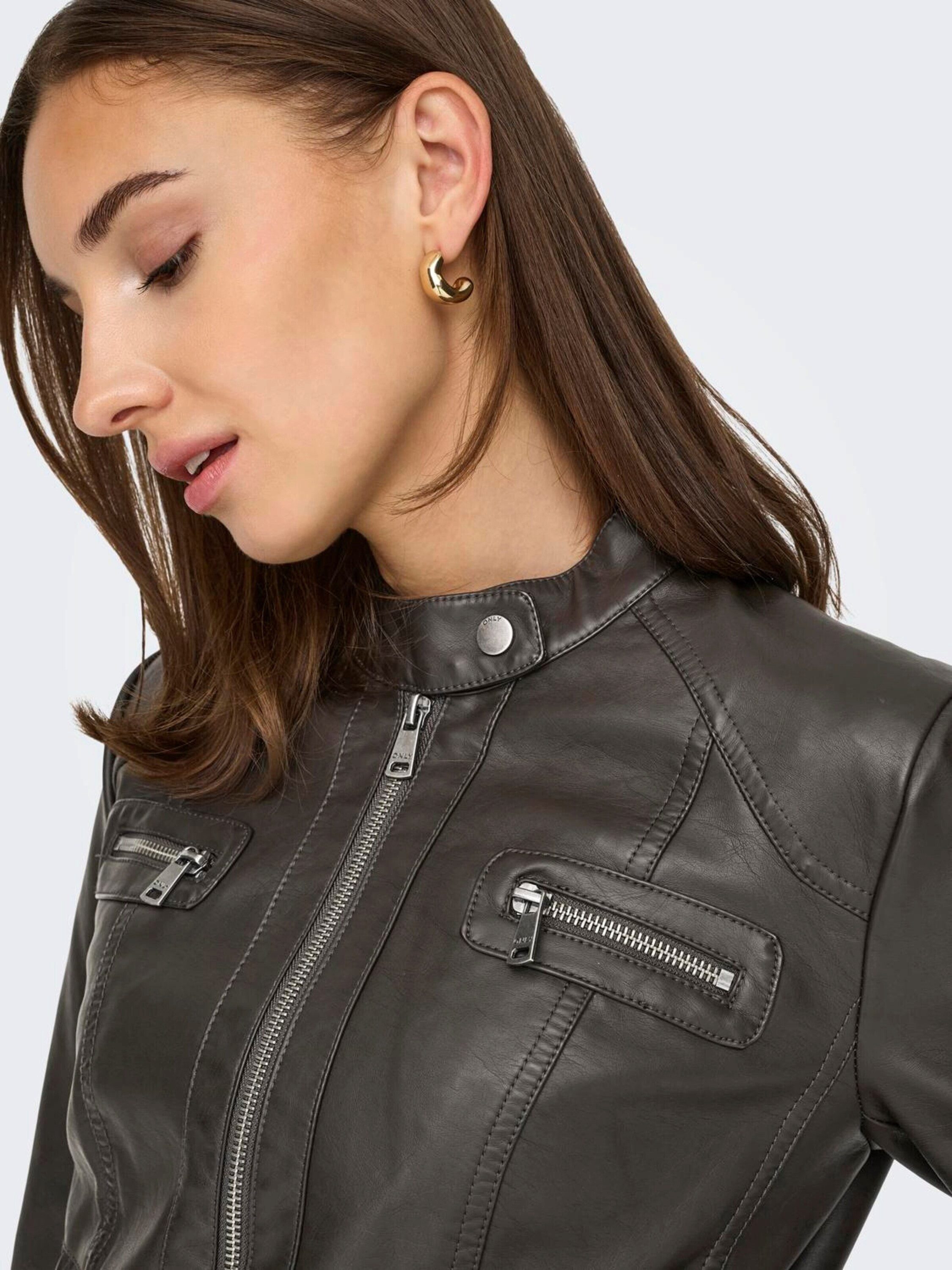 ONLY Lederjacke Bandit (1-St), Teilungsnähte
