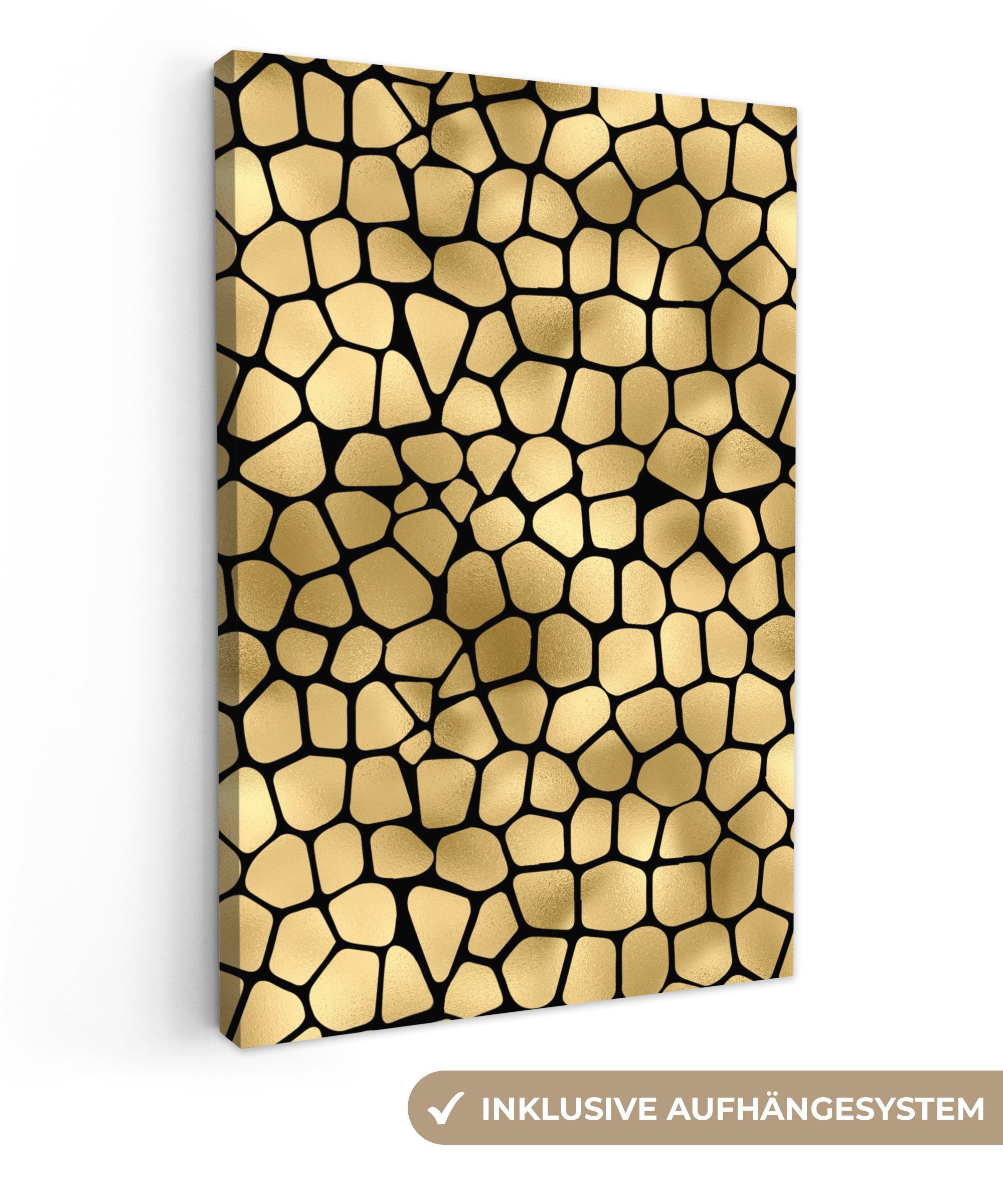 OneMillionCanvasses® Leinwandbild Muster - Formen - Gold, (1 St), Leinwandbild fertig bespannt inkl. Zackenaufhänger, Gemälde, 20x30 cm