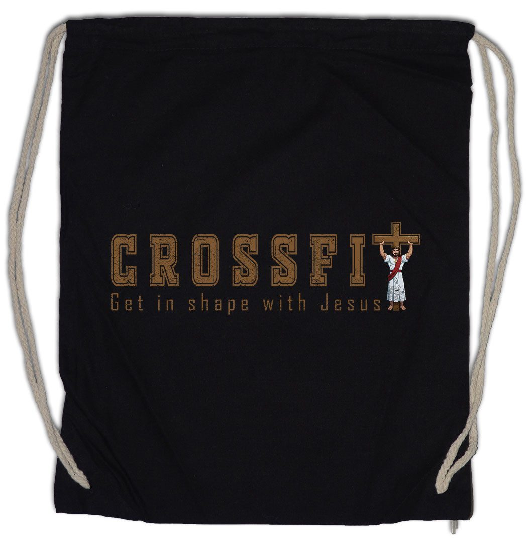 Turnbeutel Get in shape with Jesus Turnbeutel Holy Christus Christ Fitness Gym