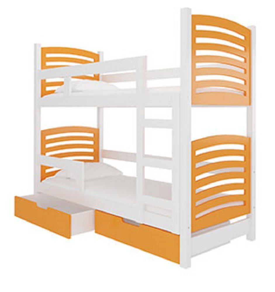 weiß Feldmann-Wohnen 2 Hochbett Kiefer Absetzungen: (Etagenbett Schlafgelegenheiten) OSUNA / mit wählbar Farbe orange