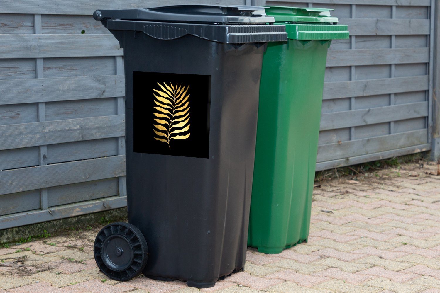 (1 Luxus Gold Design MuchoWow St), - Wandsticker Blätter - Sticker, - Container, Mülleimer-aufkleber, Natur Mülltonne, - Abfalbehälter