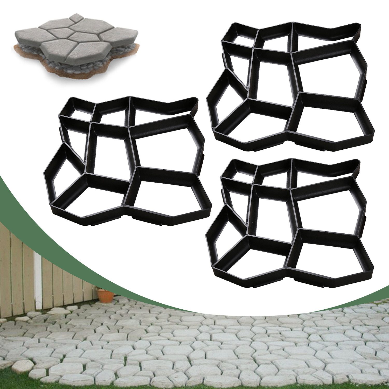 Clanmacy Gipsfaserplatten 1-5x DIY Pflasterform Gehweg günstig online kaufen