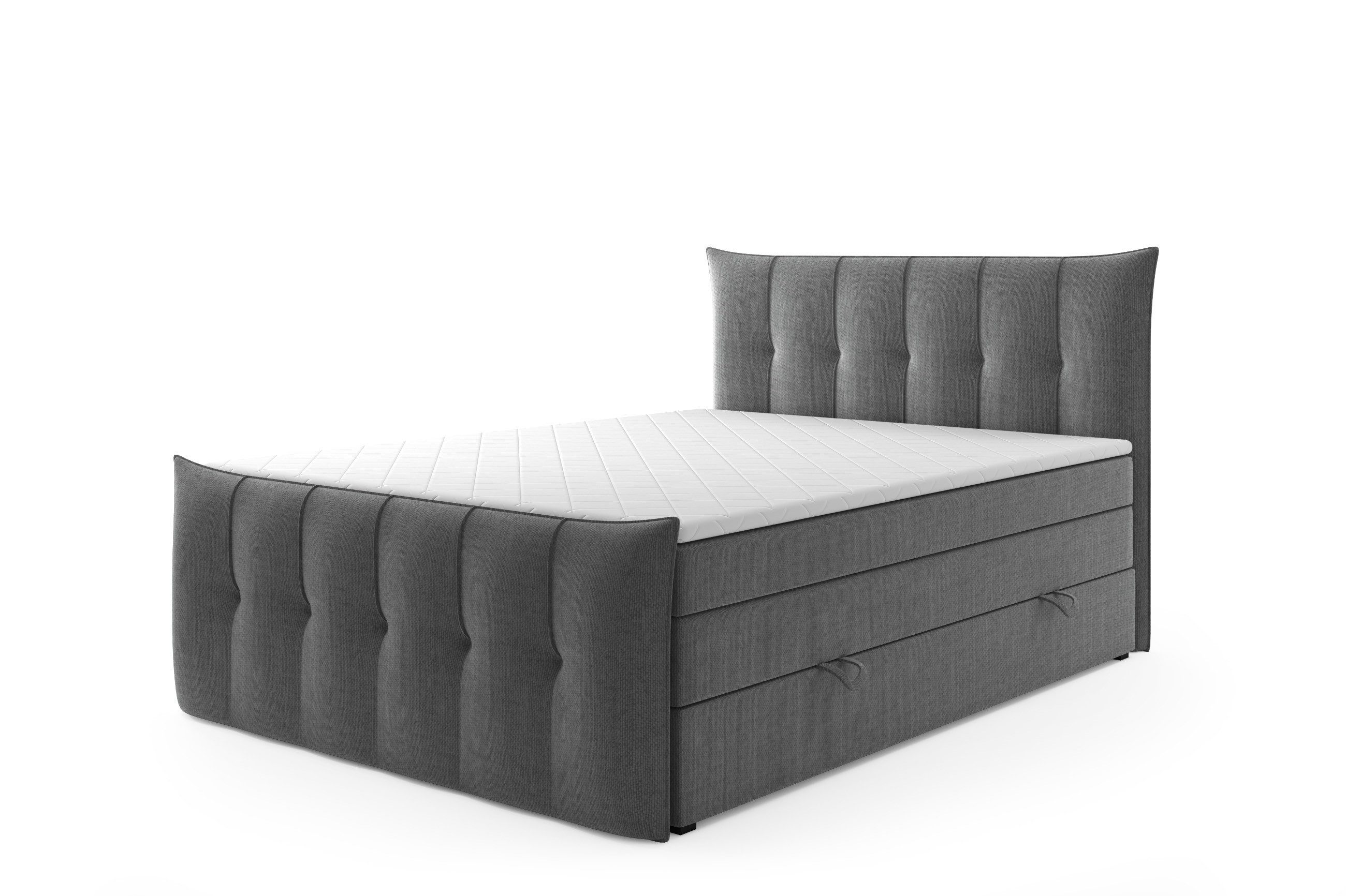 DD-COLLECTION Boxspringbett Sydney Grau (inkl. Fußteil, günstig online kaufen