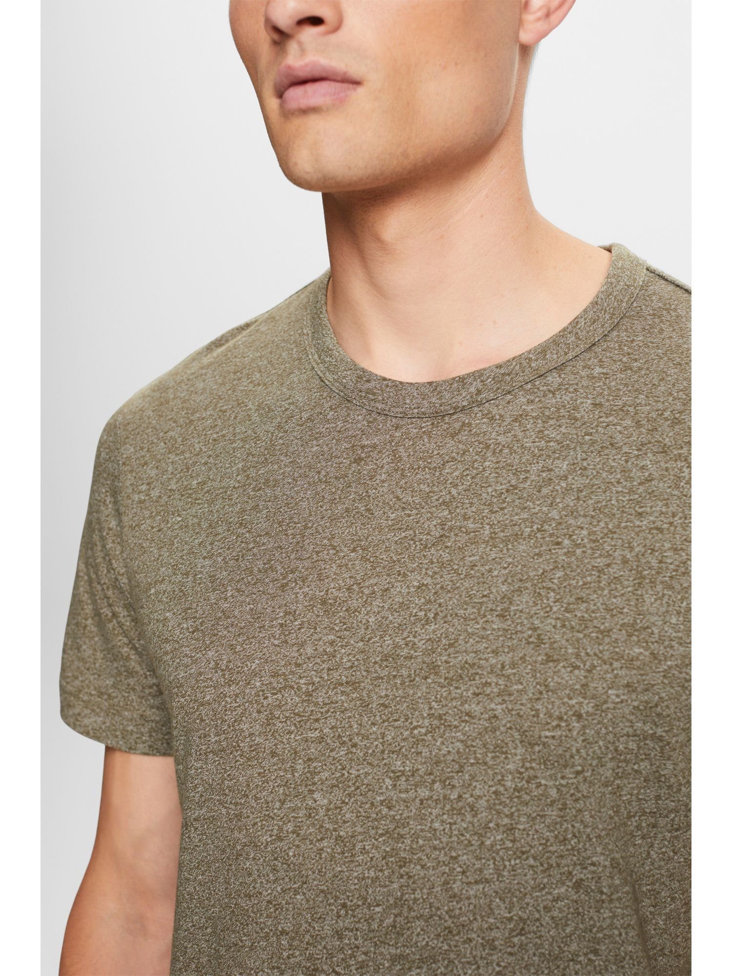 KHAKI Rundhals-T-Shirt Baumwollmix T-Shirt aus (1-tlg) GREEN Esprit Jersey,