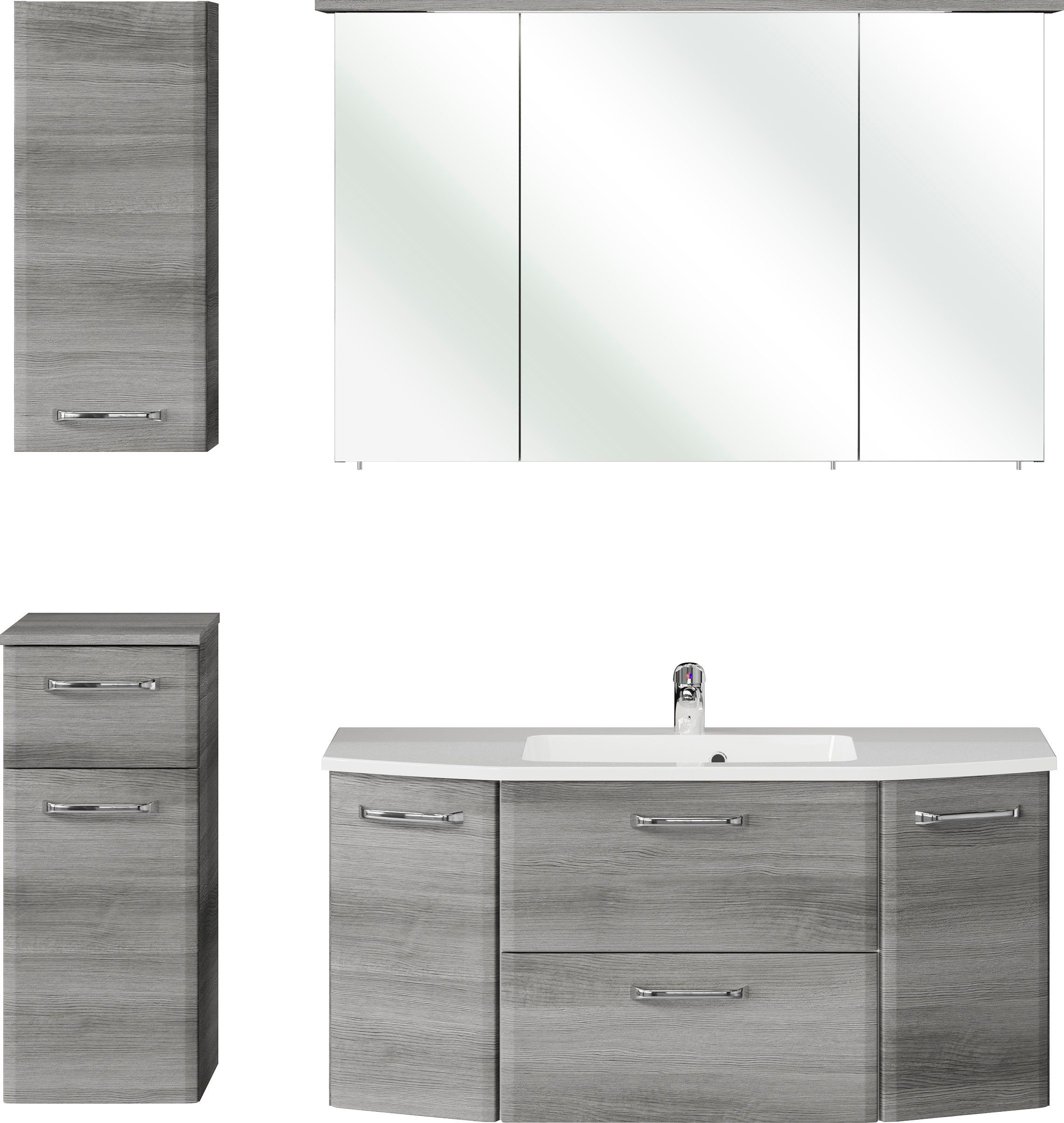 Saphir Badmöbel-Set Quickset 4-teilig, Mineralmarmor-Waschtisch und LED-Spi günstig online kaufen