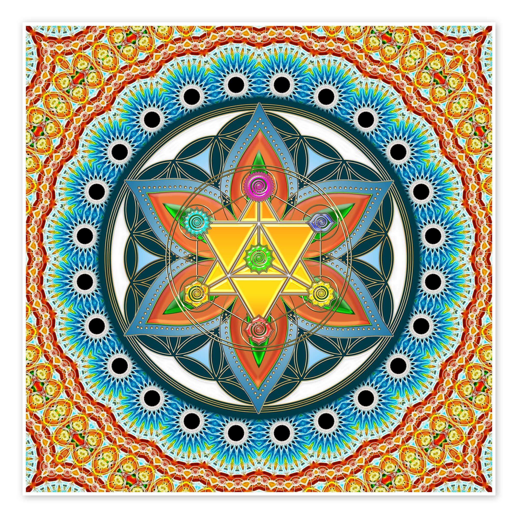 Posterlounge Wandbild Merkaba - Blume des Lebens, Heilige Geometrie, Chakren, Lava Lova, erhältlich als Poster, Leinwandbild, Wandsticker oder Acrylglasbild