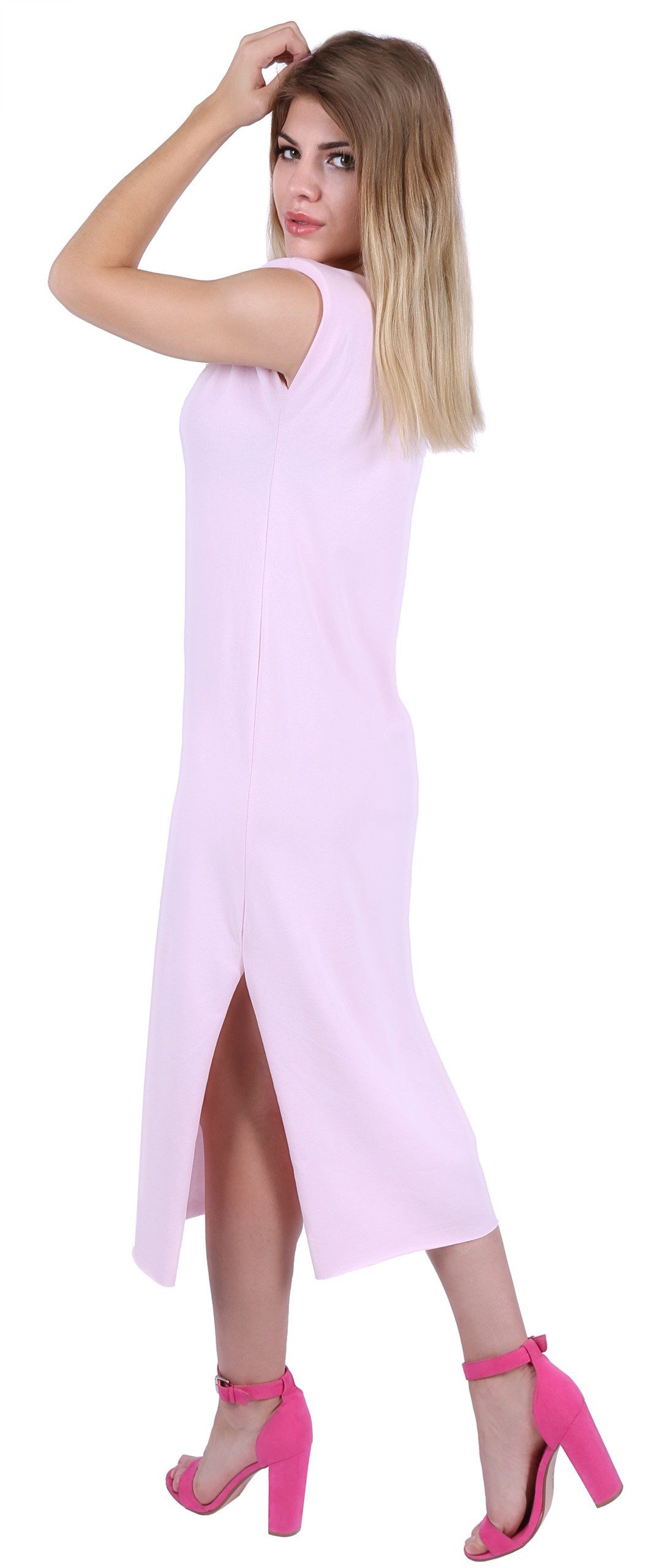 Sarcia.eu Maxikleid Puderrosa Basic-Maxikleid mit Schlitzen