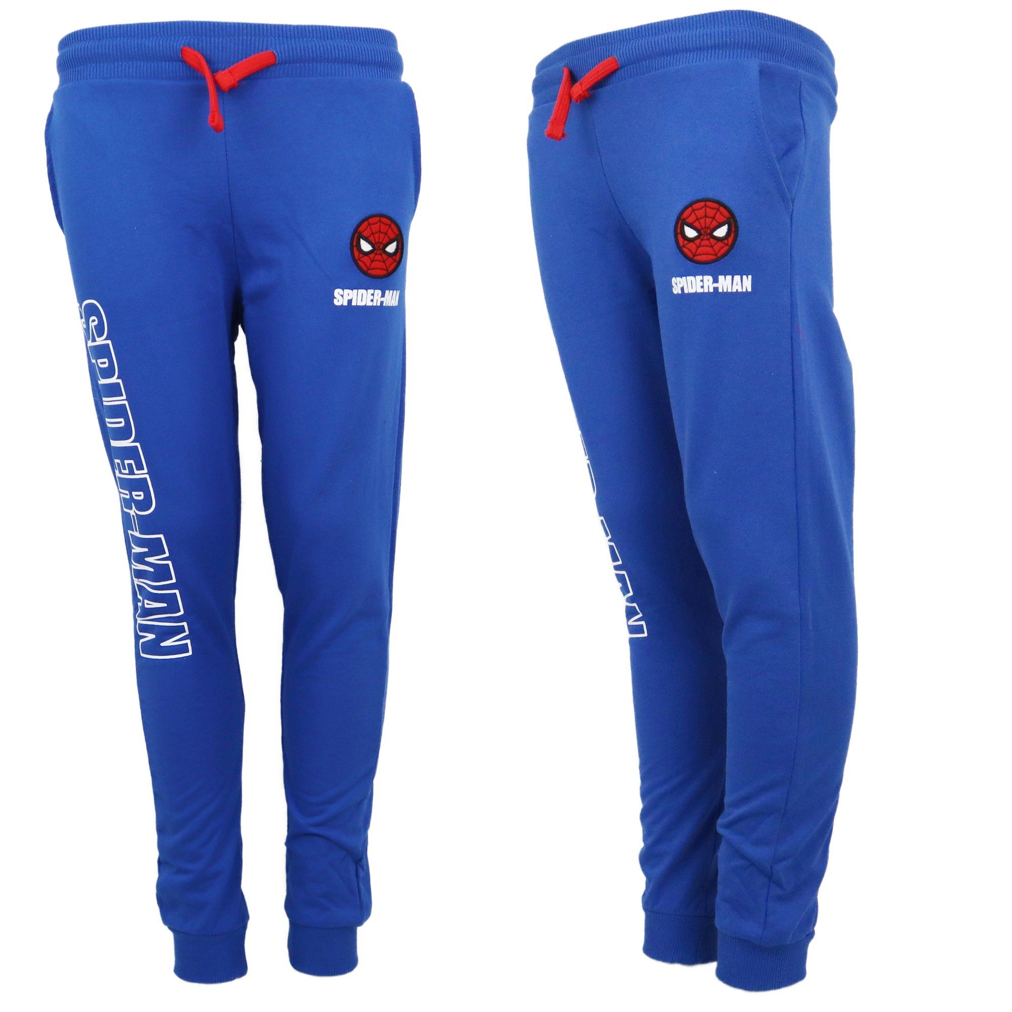 Jungen oder MARVEL Schwarz 134, bis Blau Hose Gr. Spiderman Kinder 104 Jogginghose