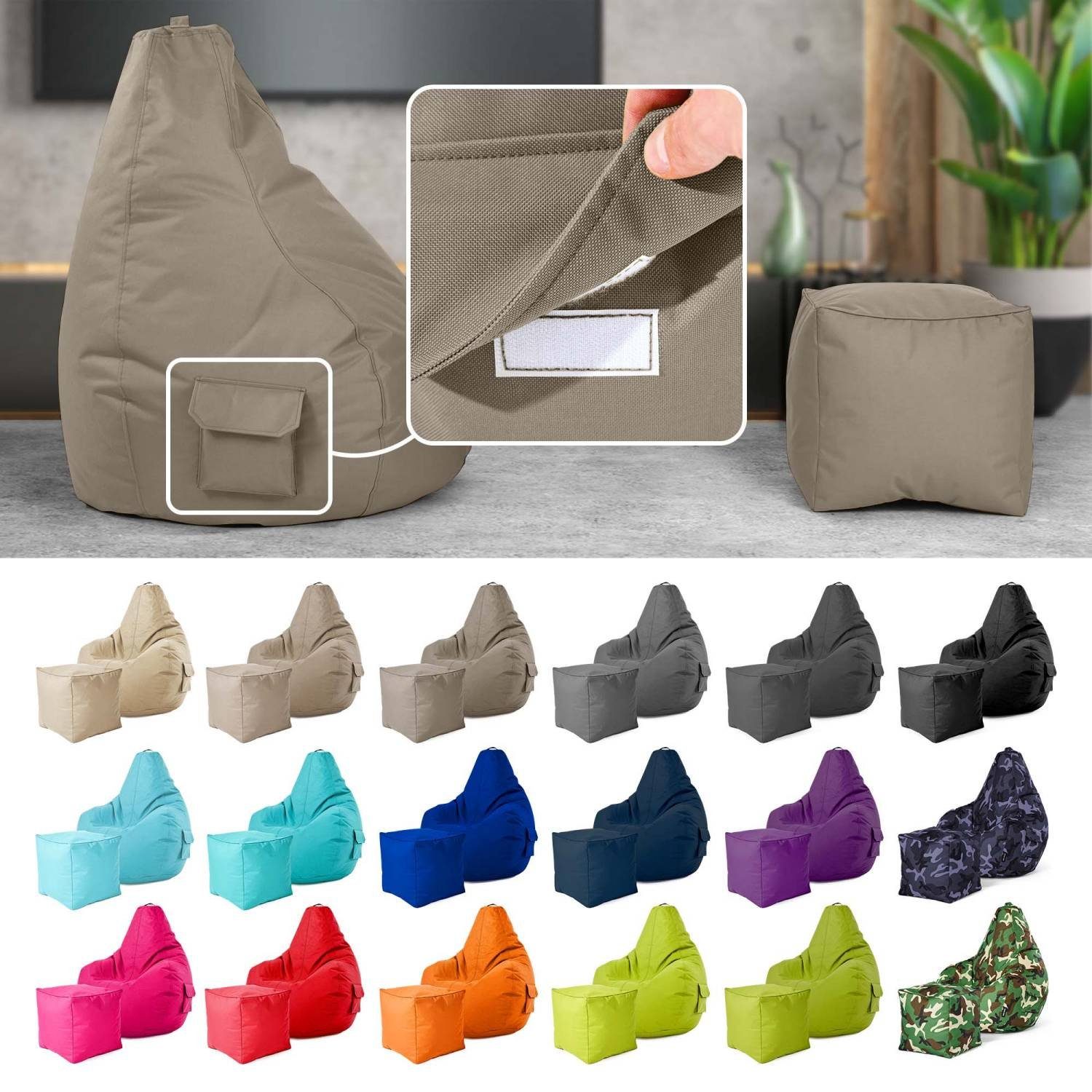 Green Bean Sitzsack Cozy+Cube (2er Set günstig online kaufen