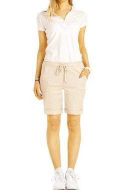 be styled Shorts Chino Stoff Shorts - Kurze lockere Hosen mit Kordelzug - Damen - h28a mit Kordelzug, in Unifarben, mit elastischem Bund