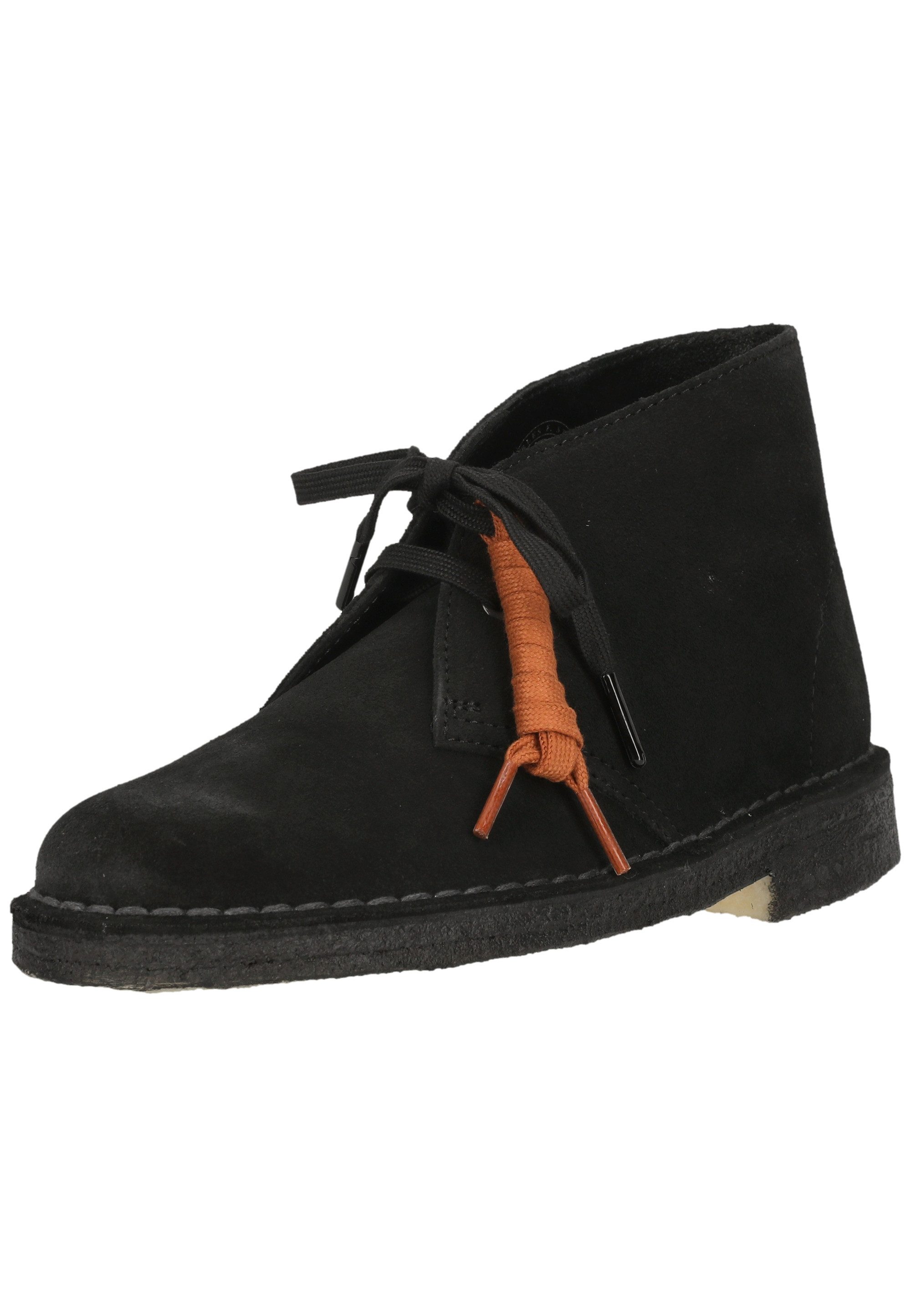 Clarks Desert Boot. Black Sde Schnürschuh mit griffiger Laufsohle
