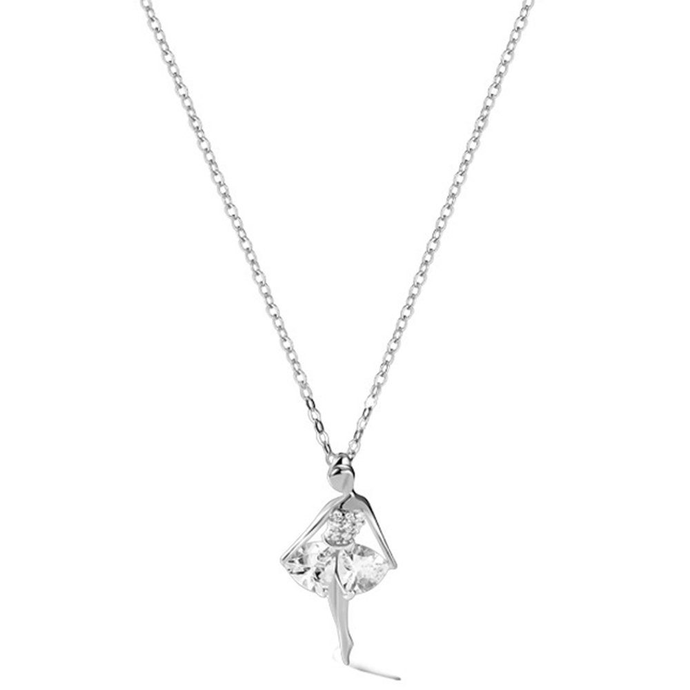 Haiaveng Charm-Kette 925 Sterling Silber Halskette, Ballerina Halskette für Frauen, Temperamentvolle Schlüsselbeinkette, Damenschmuck