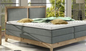 Sofa Dreams Boxspringbett Lille, Webstoff, grau, 180 x 200 cm, mit Topper, mit Matratzen