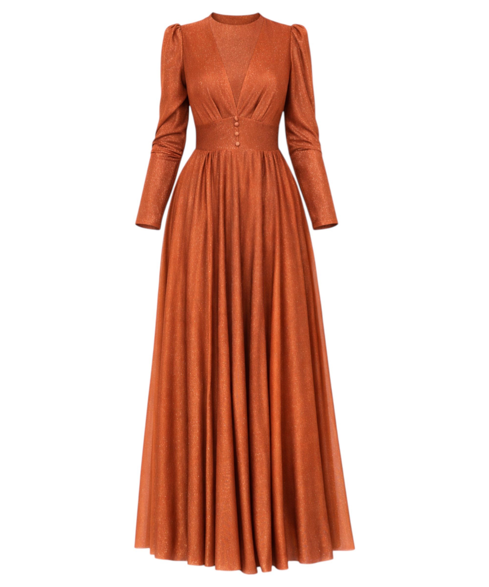 fashionshowcase Abendkleid Elegantes Glitzerndes Tüllkleid - Hijab Kleid Modest Fashion Schimmernder Stoff