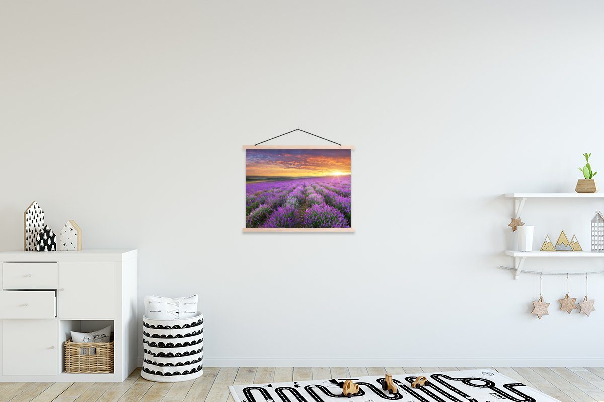 Textilposter (1 Wolken Lavendel Bilderleiste, - Poster - Posterleiste, für St), MuchoWow Frühling, Wohnzimmer, Magnetisch